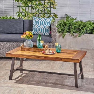 Coffee Table For Living Room, Industrial Coffee Table With Sturdy Metal Frame, Rectangular Accent Center Table