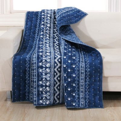 Greenland Home Fashion Barefoot Bungalow Embry Accessory Throw Blanket - 50"x 60" in Indigo Color