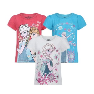 Disney Frozen Elsa and Anna Girls’ Short Sleeve Shirt 3 Pack for Toddler and Little Kids - Size 12 - 1 of 4
