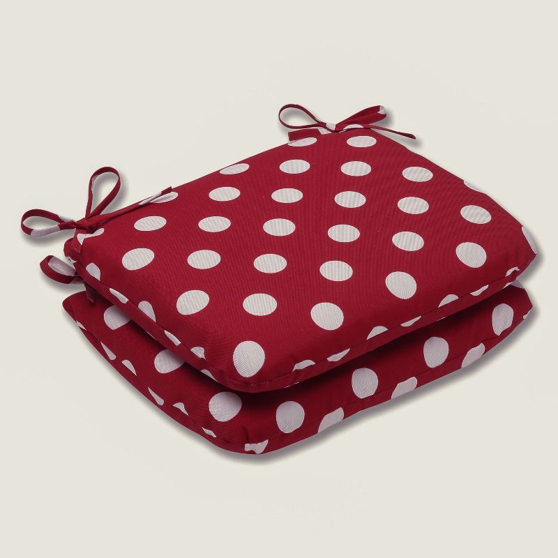 Outdoor 2-Piece Chair Cushion Set - Red/White Polka Dot - Pillow Perfect, 1 of 5