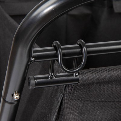 Heavy Duty Black Canvas Rolling Laundry Hamper with Foldable Frame