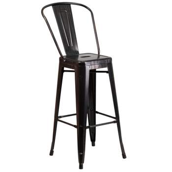 Flash Furniture Commercial Grade 30" High Metal Indoor-Outdoor Barstool with Back