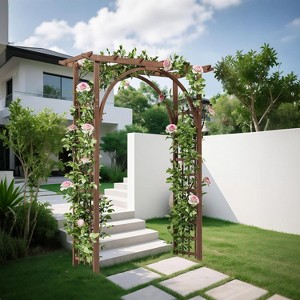 85"Garden Arbor Arch, Solid Wood Wedding Arch Ceremony Backyard, Rustic Plant Trellis for Climbing Flowers,Easy Assembly Lawn & Patio Pergola Decor - 1 of 4