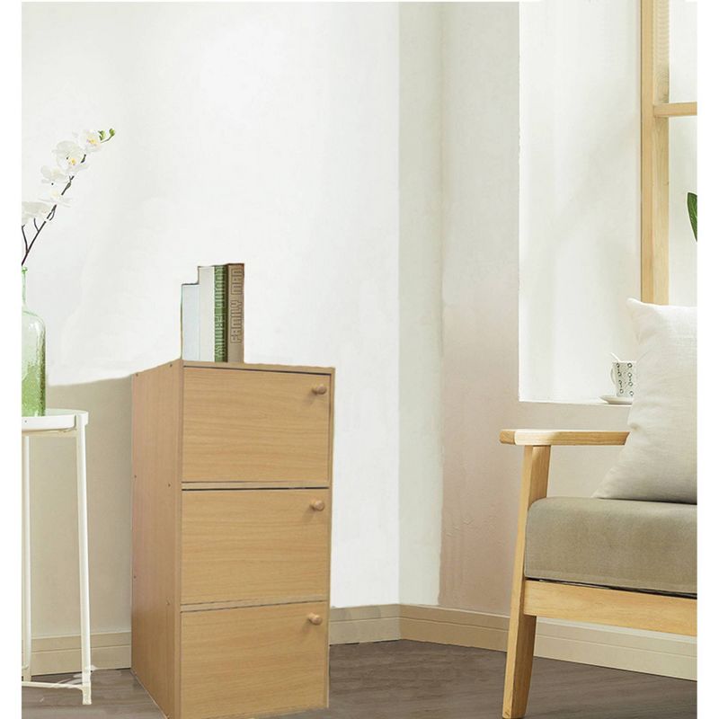 35.5" 3 Level Bookshelf with Doors Tan Wood - Ore International, 3 of 4
