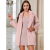 Allegra K Women's Lapel Collar Faux Fur Fuzzy Winter Long Overcoat with Pockets - 2 of 4