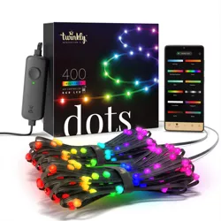 Twinkly Dots App-Controlled Flexible LED Light String 400 RGB (16 Million Colors) 65.6 ft Black Wire USB-Powered Indoor Smart Home Lighting Decoration