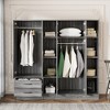 TIRAMISUBEST 6 Door Bedroom Armoire Closet with 2 Storage Drawers and Hanging Rods, Modern Wardrobe Clothes Organizer with Open Storage Shelves - 2 of 4