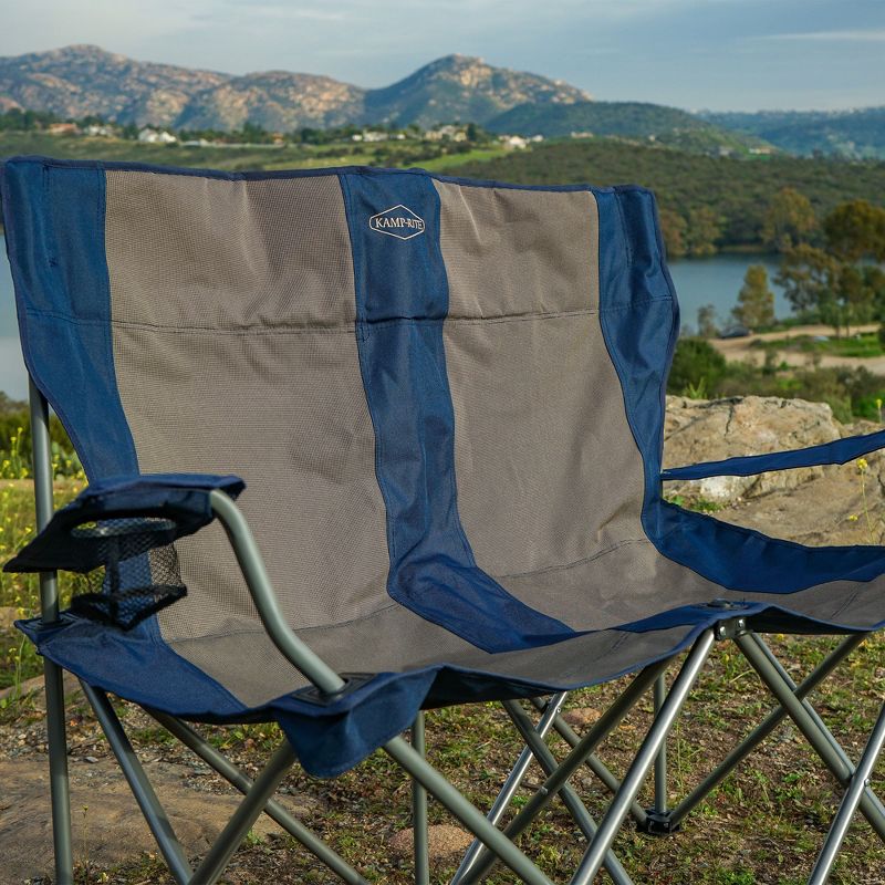 Kamp-Rite Portable 2 Person Folding Outdoor Camping Chair Loveseat with 2 Cupholders for Camping, Tailgating, and Sports, 500 LB Capacity, 4 of 7