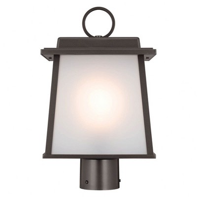 Olde Bronze Aluminum Outdoor Post Lantern with Etched Glass