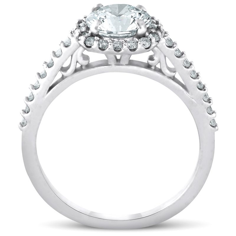 Pompeii3 1Ct Cushion Halo Diamond Engagement Ring 14k White Gold SZ 7 - Size 7, 3 of 5