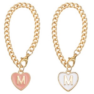 Unique Bargains Letter Heart Shape Identification Accessories Pink & White 2 Pcs - 1 of 4