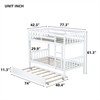 RISOKEYS Twin Over Twin Rubber Wood Bunk Bed with Trundle, Convertible into Twin Size Beds,Bunk Bed with Ladder and Safety Guardrails - 3 of 4