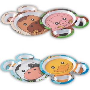 Bentology Farm Friends Mealtime Melamine Feeding Plates- Set of 4 Cute Zoo Animal Pal Dishes with Divided Compartments, Great Christmas Gift for Kids - 1 of 3