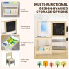 Wooden Easel for Kids, Kids Art Table and 2 Chairs,Art Center with Double-Sided Blackboard & Whiteboard, Paper Roll for Drawing - 3 of 4