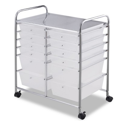 Tangkula 12-Drawers Rolling Storage Cart with Organizer Top