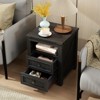 MUUEGM 18" Farmhouse Nightstand| Rustic Wooden End Table with 2 Drawers and Charging Station - 3 of 4
