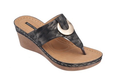 GC Shoes Genelle Hardware Comfort Slide Wedge Sandals