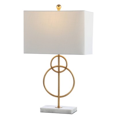 26" Marble/Metal Circle Table Lamp (Includes LED Light Bulb) Gold - Jonathan Y