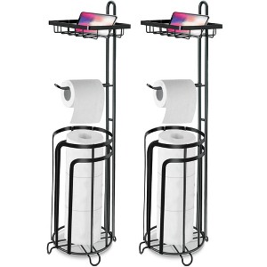 Sevobal Utility Storage Shelves, Toilet Paper Holder Stand with Top Storage Shelf, Standing Storage for Bathroom, 2PCS, Black, 7.09"*7.09"*25.98" - 1 of 4