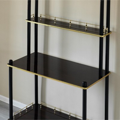 Tall Black and Gold Metal Bar Stand with 4 Shelves
