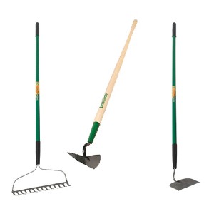 3-Piece Garden Tool Set with Bow Rake, Hoe, and Cultivator for Flower Beds and Soil Preparation - Union Tools - 1 of 4