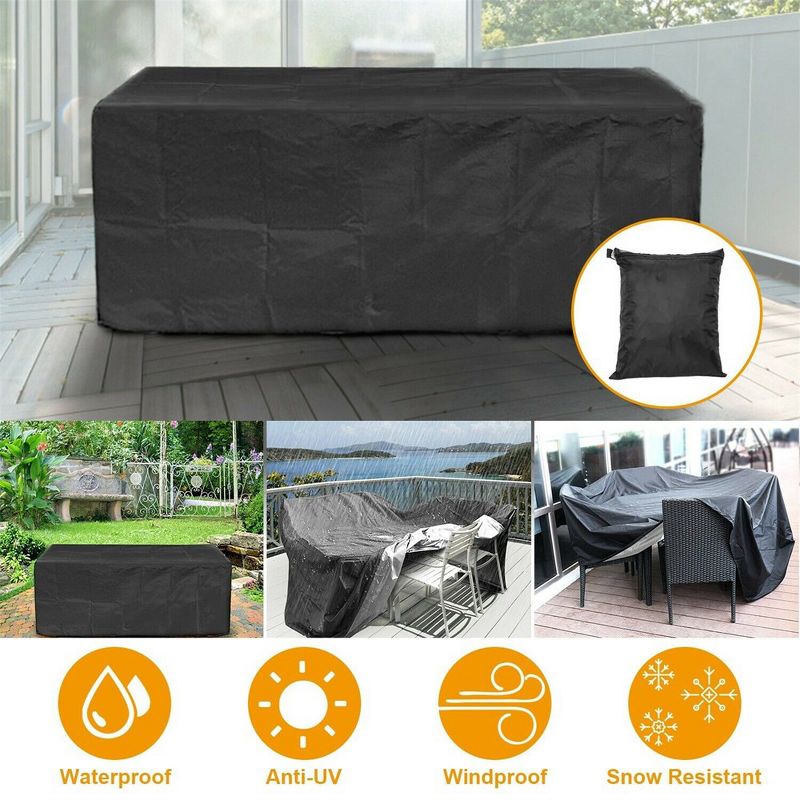 Outdoor Rectangular Furniture Cover Waterproof Weatherproof Adjustable Garden Patio Table Chair Cover, 4 of 7