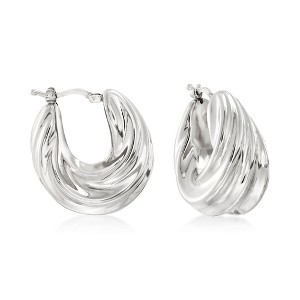 Ross-Simons Italian Sterling Silver Pleated Twist Hoop Earrings - 1 of 4