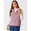 INSPIRE CHIC Women's Stand Collar Fully Lined Sleeveless Faux Fur Fluffy Zip Vest - 4 of 4