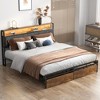 NicBex Queen Upholstered Bed Frame with LED and Charging Station,Platform Bed with Headboard and 2 Drawers,No Box Spring Needed,Easy Assembly,Brown - 2 of 4
