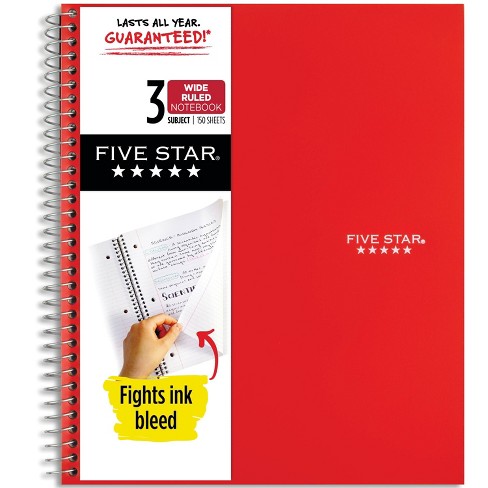 Five StarÂ® Trend Wirebound 3 Subject Notebook, 150 College Ruled Pages -  Case of 6