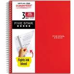 Five Star 3 Subject Wide Ruled Spiral Notebook (Colors May Vary)