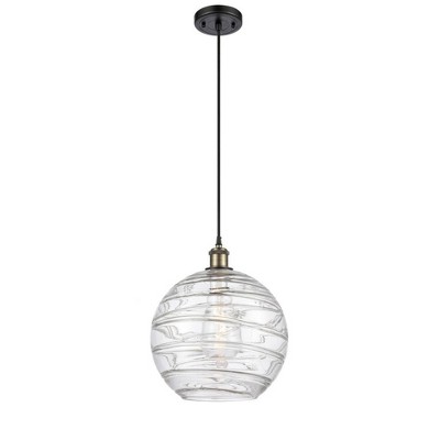 Athens Deco Swirl - 1 Light Cord Hung Mini Pendant In Industrial Style-15 Inches Tall and 12 Inches Wide