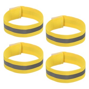 Unique Bargains Reflective Bands for Arm Wrist Ankle Leg 14x1.5 Inch Strip Wide Green 4 Pack - 1 of 4