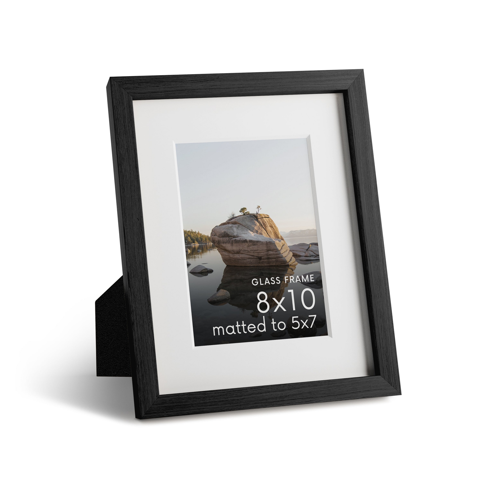 Haus and Hues Oak Picture Frame with Glass, Black, 8x10
