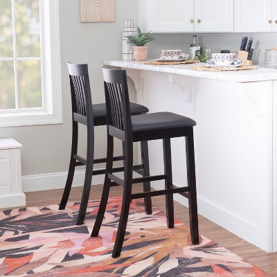 Classic Dark Cherry & Black Faux Leather 31" Craftsman Barstool