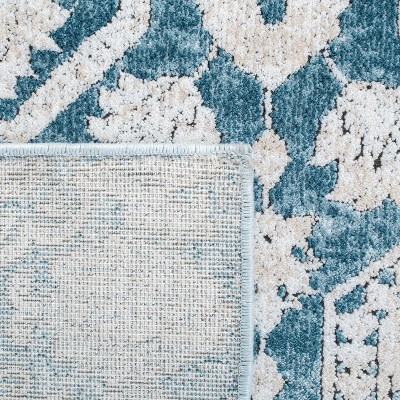 Palermo Blue and Beige Hand-Knotted Viscose 8' x 10' Rug