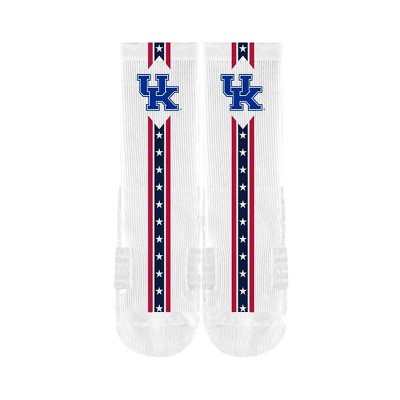 NCAA Kentucky Wildcats Adult White Flags Crew Socks - M/L