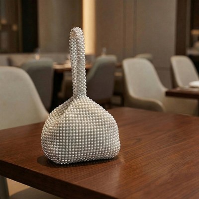 Сумки INSPIRE CHIC Evening Bag for Women Sparkly Triangle Clutch Purse with Beads Silver 5.9*1.2*4.7 inches — фото 4