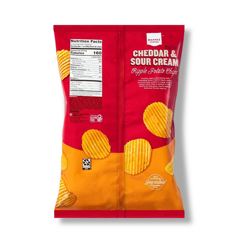 Naturally Flavored Cheddar and Sour Cream Ripple Potato Chips - 8oz - Market Pantry&#8482;, 3 of 4
