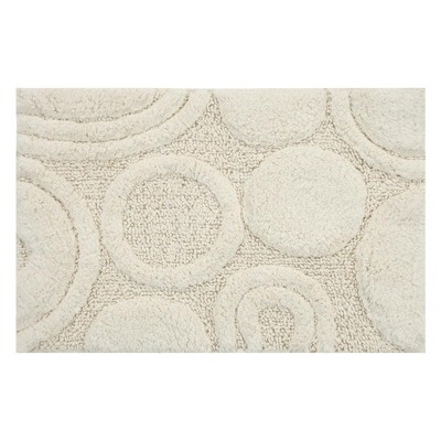 Knightsbridge Orbit Bath Rug Cotton Non Skid Back, Ivory