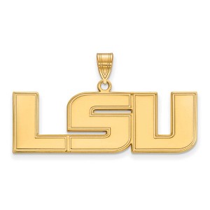 Black Bow Jewelry 10k Yellow Gold Louisiana State Fighting Tigers NCAA Large Pendant - 1 of 3