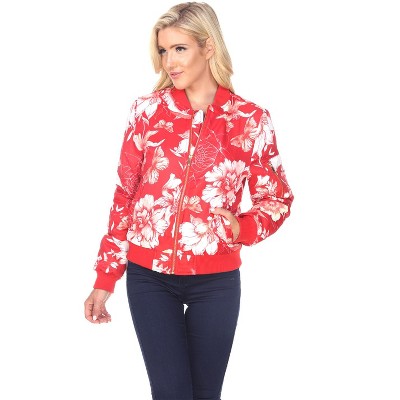 Women's Floral Bomber Jacket - White Mark