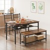 Small Space, Farmhouse Dining Table Set for 4, 4 Piece Kitchen Table and Chairs w/ Storage Rack, Rectangular Dining Room Furniture Set w/ Bench - 3 of 4