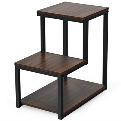 Tangkula 3-Tier End Table Side Table NightStand W/ Storage Shelf