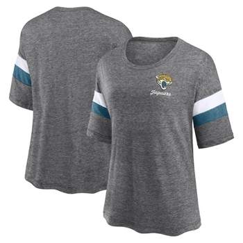 NFL Jacksonville Jaguars Women's Weak Side Blitz Marled Left Chest Short Sleeve T-Shirt