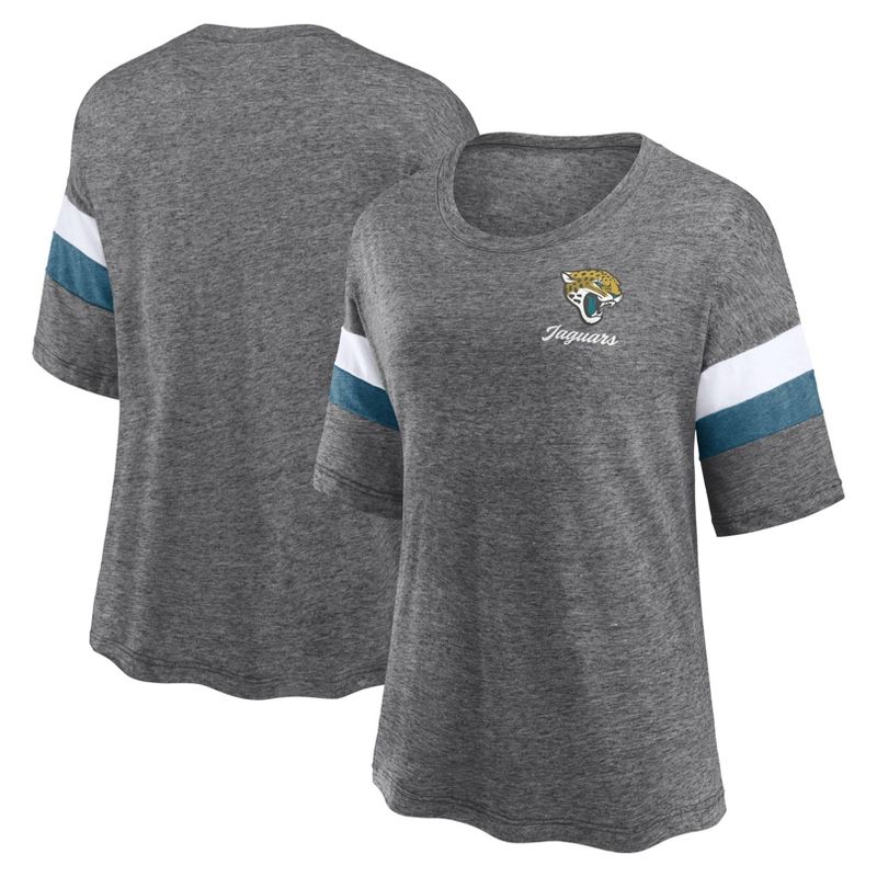 NFL Jacksonville Jaguars Women&#39;s Weak Side Blitz Marled Left Chest Short Sleeve T-Shirt, 1 of 4