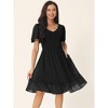Seta T Women's Flowy Chiffon Summer Smocked V Neck Flutter Short Sleeve Ruffle Mini Dress - 3 of 4