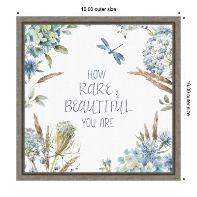 Bohemian Blue Floral Canvas Wall Art with Inspirational Quote