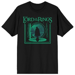 Lord Of The Rings Hobbit & Logo Adult Black Crew Neck Short Sleeve T-shirt - 1 of 3