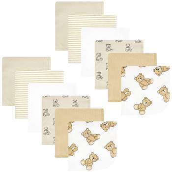 Hudson Baby Flannel Cotton Washcloths, Teddy Bears 12 Pack, One Size